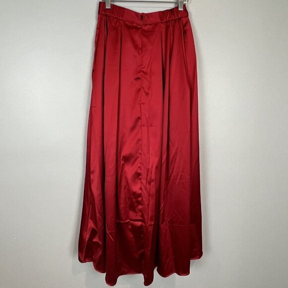 Making The Cut Skirt Jeanette's Maxi Hi Lo Pleated Skirt NWT Size XS Red Satin - Picture 6 of 13
